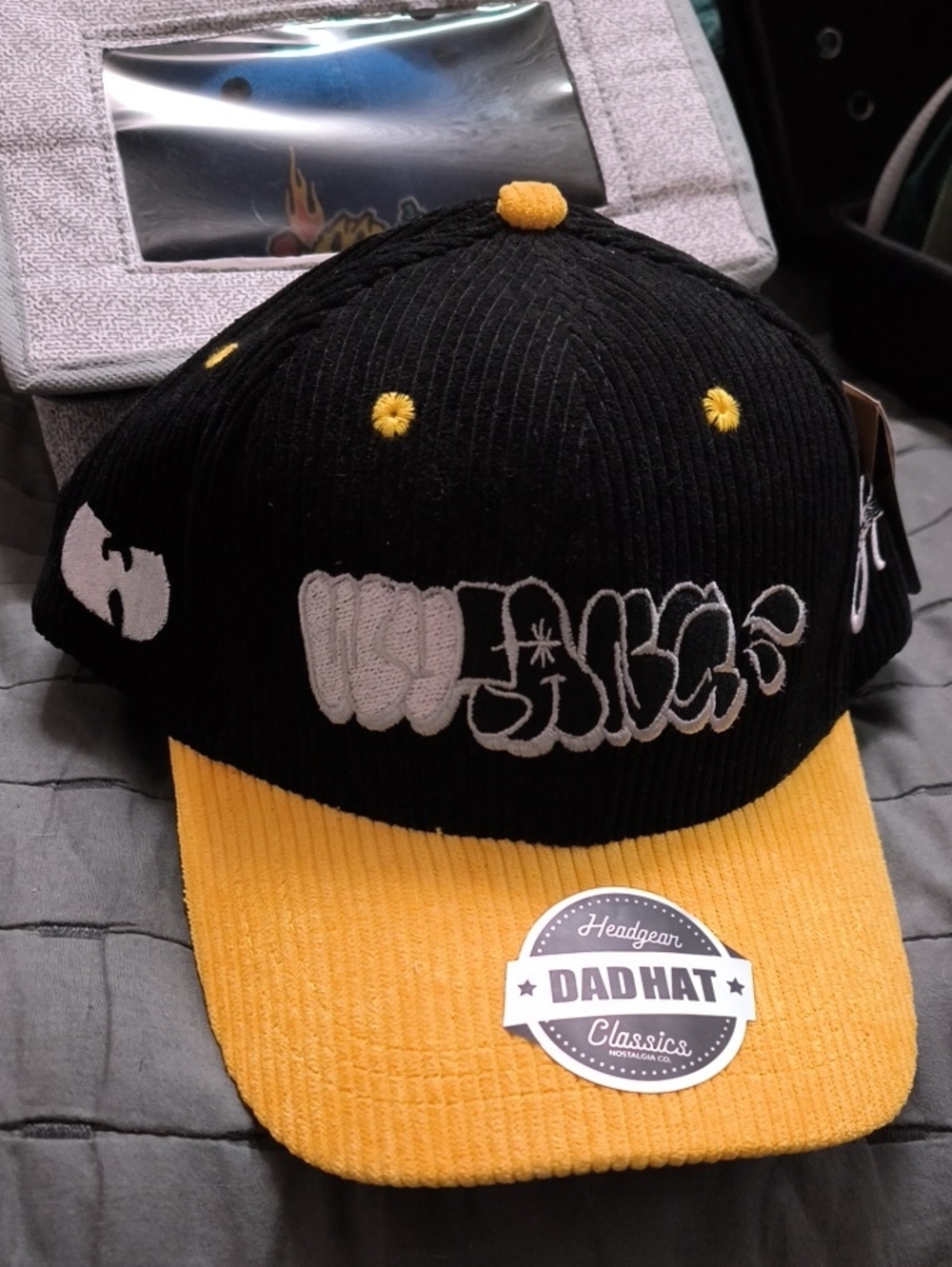 Black & Yellow WuTang Forever  Corduroy Baseball Cap